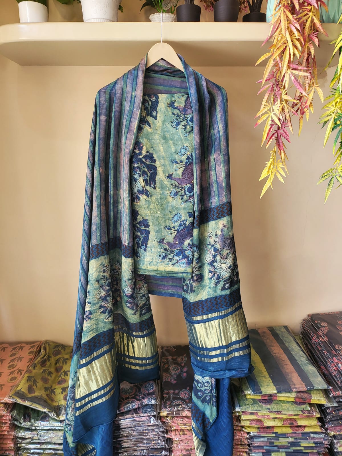 Nashpal  Tissue zari lagadi dupatta modal silk sets