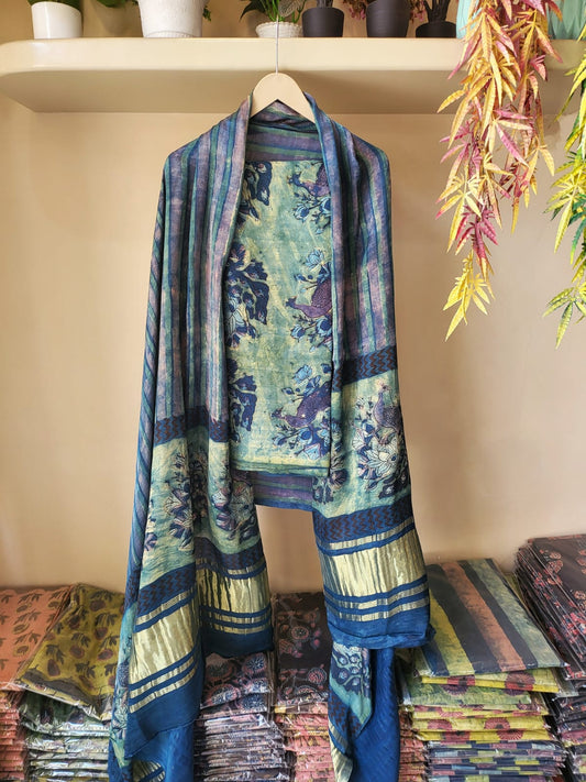 Nashpal  Tissue zari lagadi dupatta modal silk sets