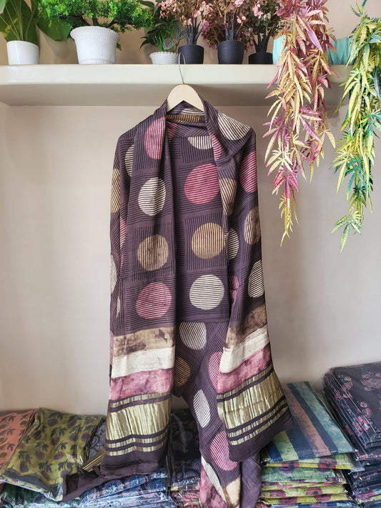 Nashpal  Tissue zari lagadi dupatta modal silk sets