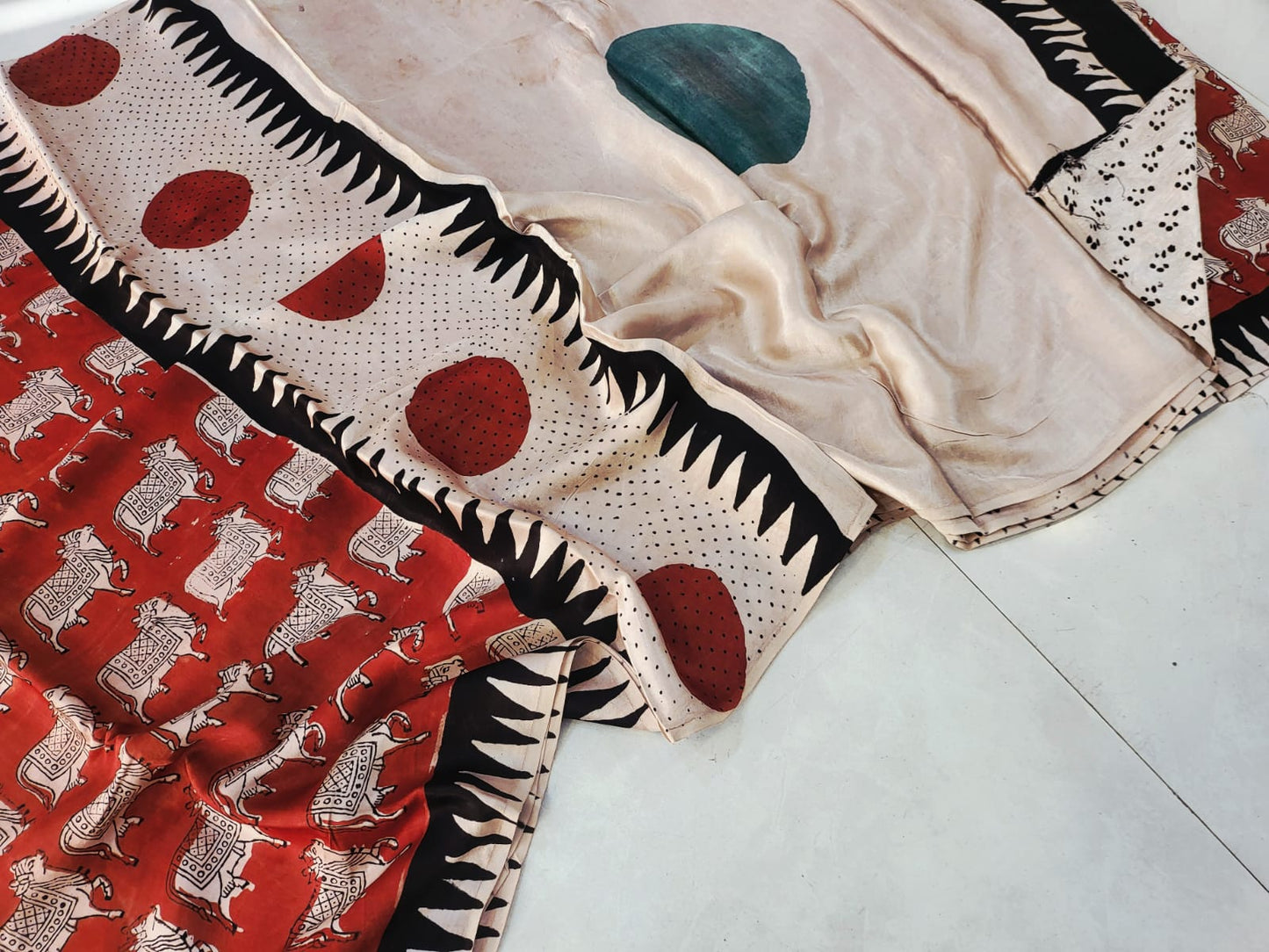 Exclusive Vanaspati Hand Blocks prints Modal Silk Saree