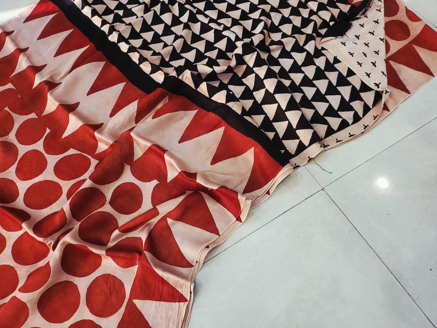Exclusive Vanaspati Hand Blocks prints Modal Silk Saree
