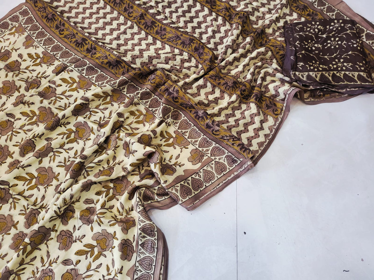 Exclusive Vanaspati Hand Blocks prints Modal Silk Saree
