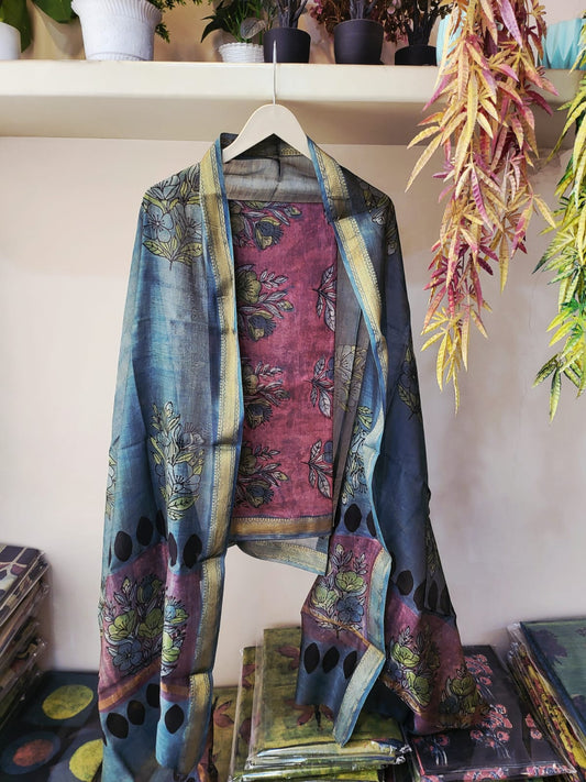 Nashpal Ajrakhs Maheshwari Silk Suit Material