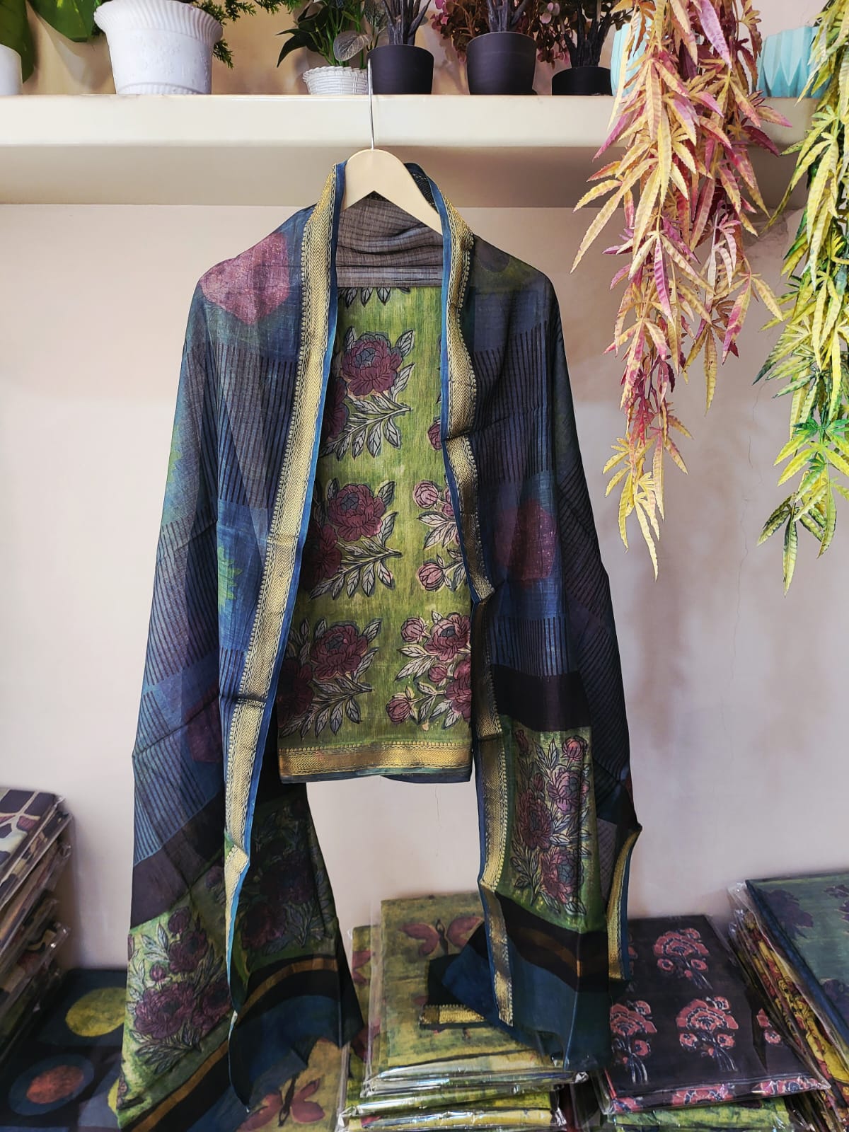 Nashpal Ajrakhs Maheshwari Silk Suit Material