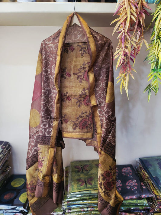 Nashpal Ajrakhs Maheshwari Silk Suit Material
