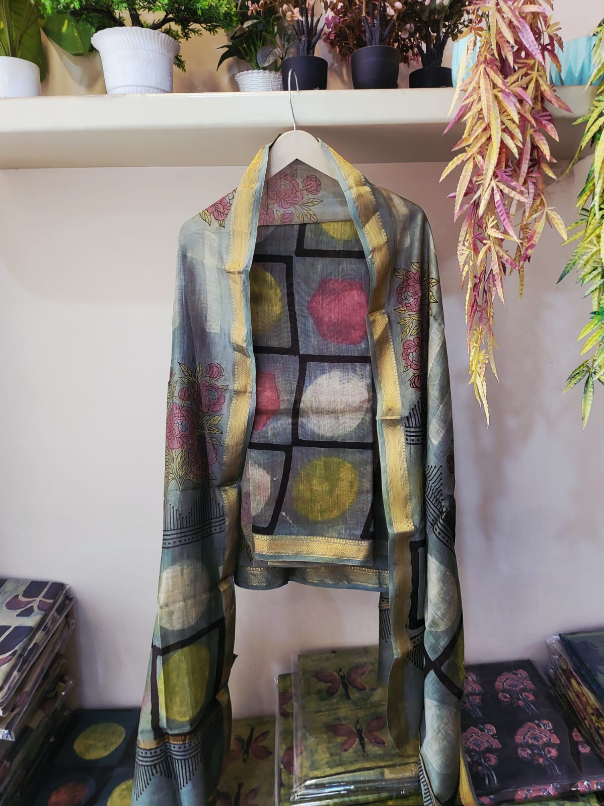 Nashpal Ajrakhs Maheshwari Silk Suit Material