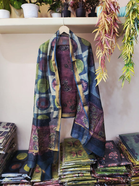 Nashpal Ajrakhs Maheshwari Silk Suit Material