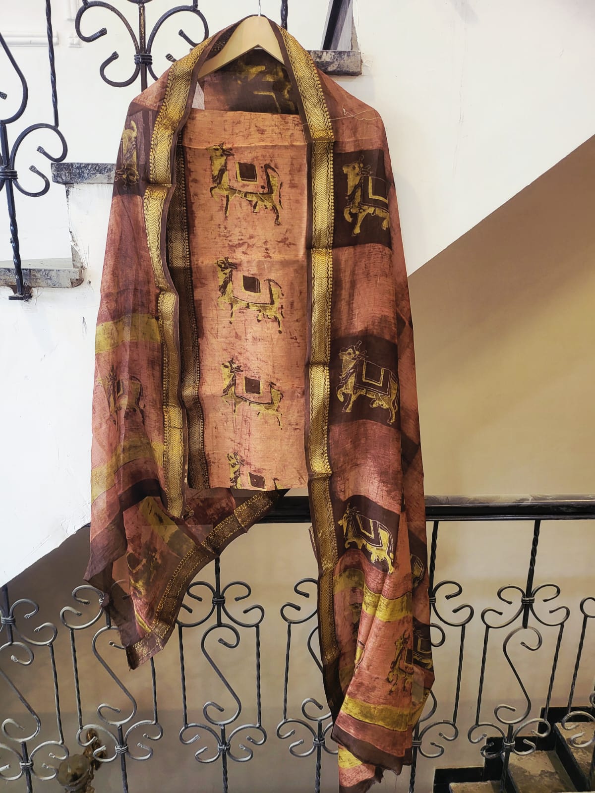 Nashpal Ajrakhs Maheshwari Silk Suit Material