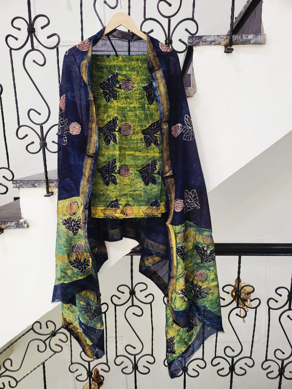 Nashpal Ajrakhs Maheshwari Silk Suit Material