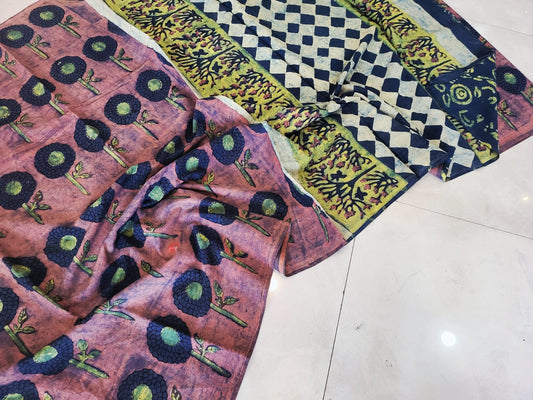 Nashpal dyes Ajrakh Prints Pure Mul Cotton sarees