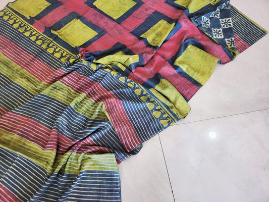 Nashpal dyes Ajrakh Prints Pure Mul Cotton sarees