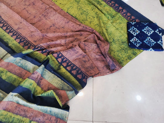Nashpal dyes Ajrakh Prints Pure Mul Cotton sarees