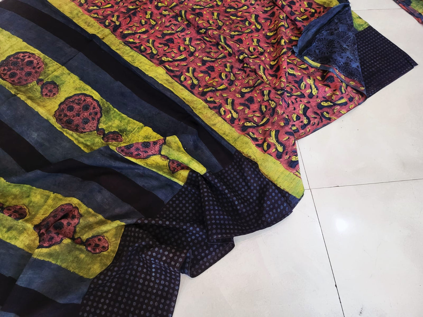 Nashpal dyes Ajrakh Prints Pure Mul Cotton sarees