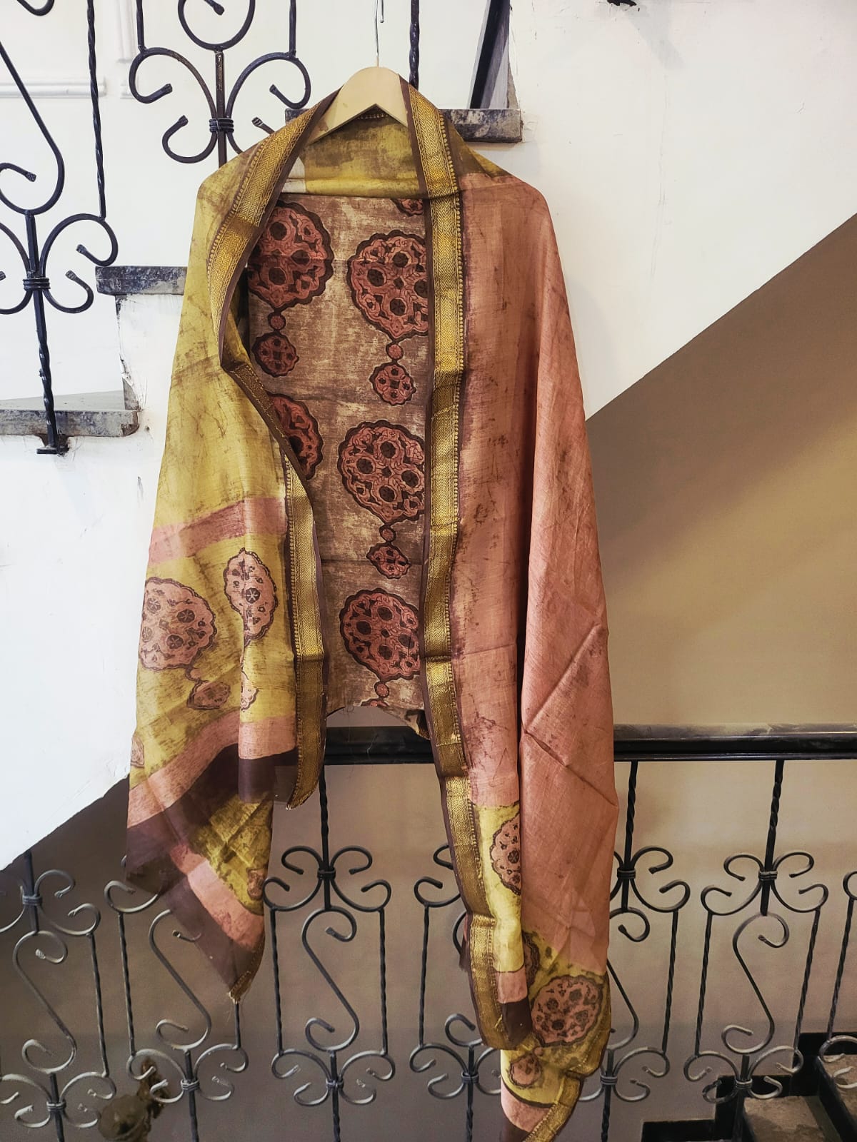 Nashpal Ajrakhs Maheshwari Silk Suit Material