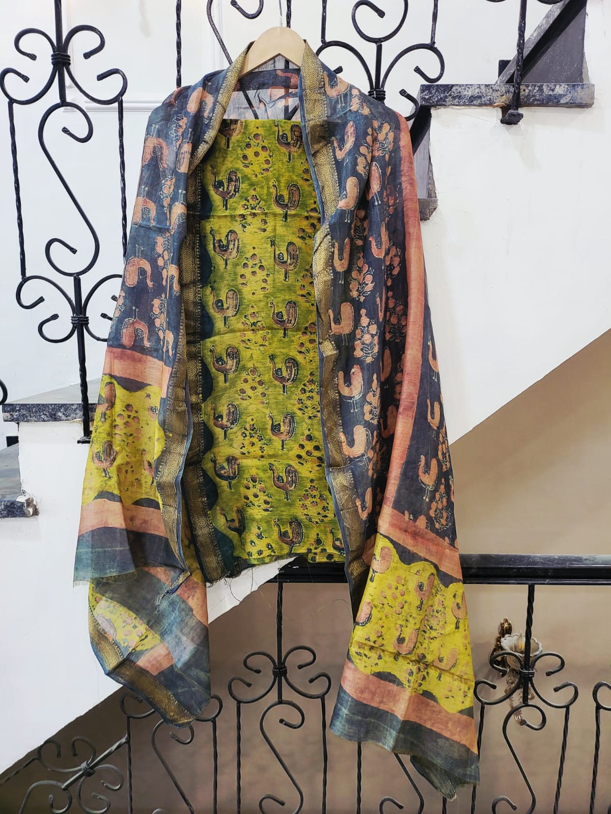 Nashpal Ajrakhs Maheshwari Silk Suit Material