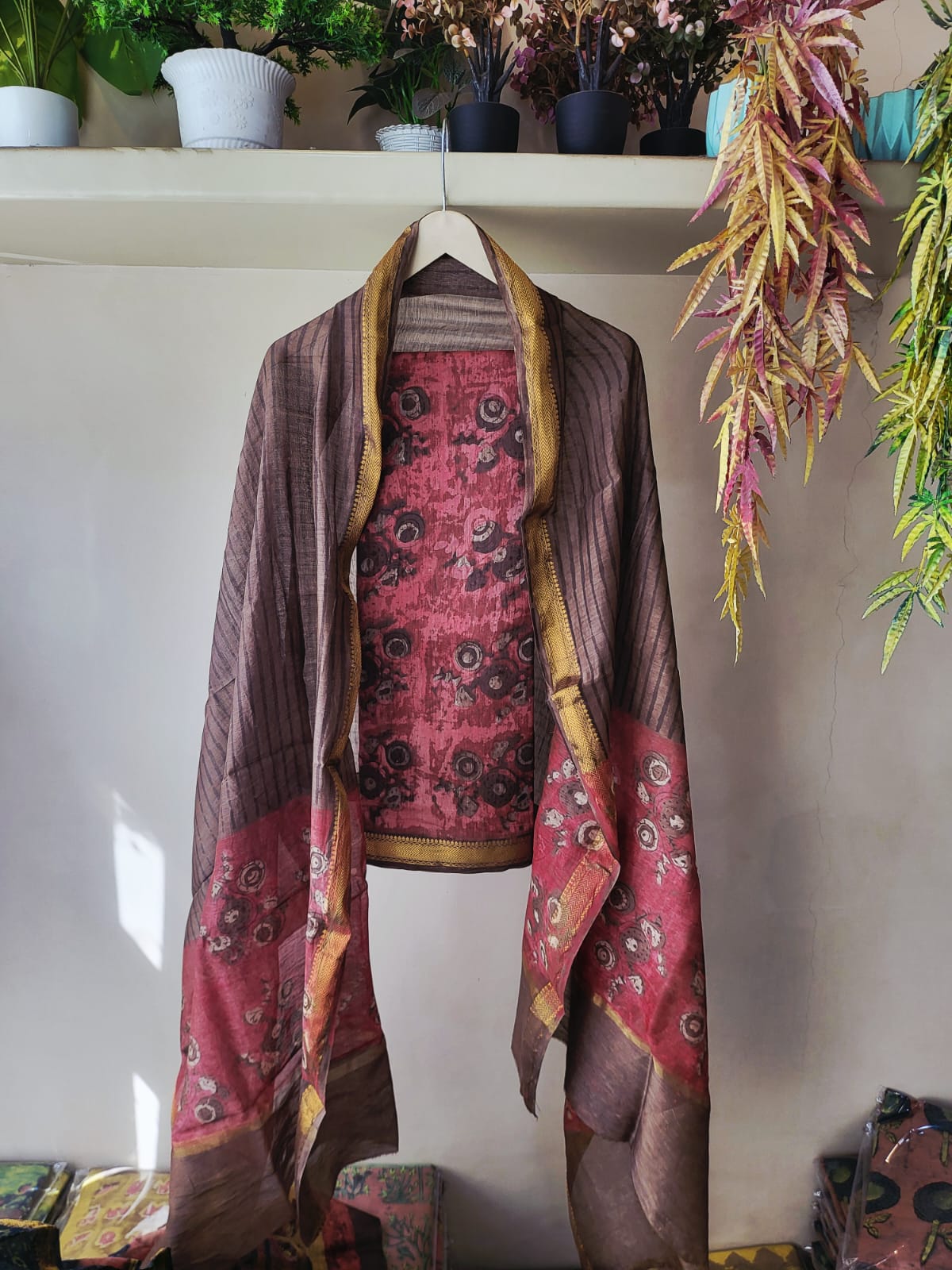 Nashpal Ajrakhs Maheshwari Silk Suit Material