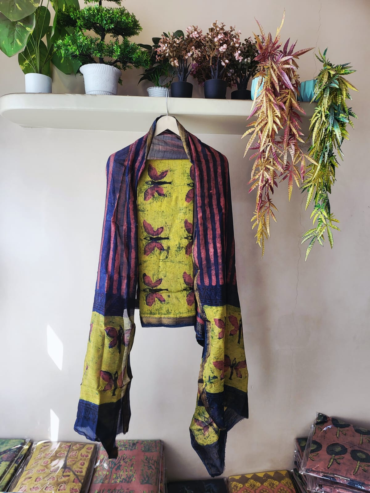 Nashpal Ajrakhs Maheshwari Silk Suit Material