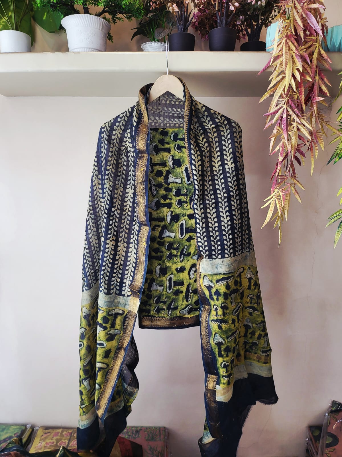 Nashpal Ajrakhs Maheshwari Silk Suit Material