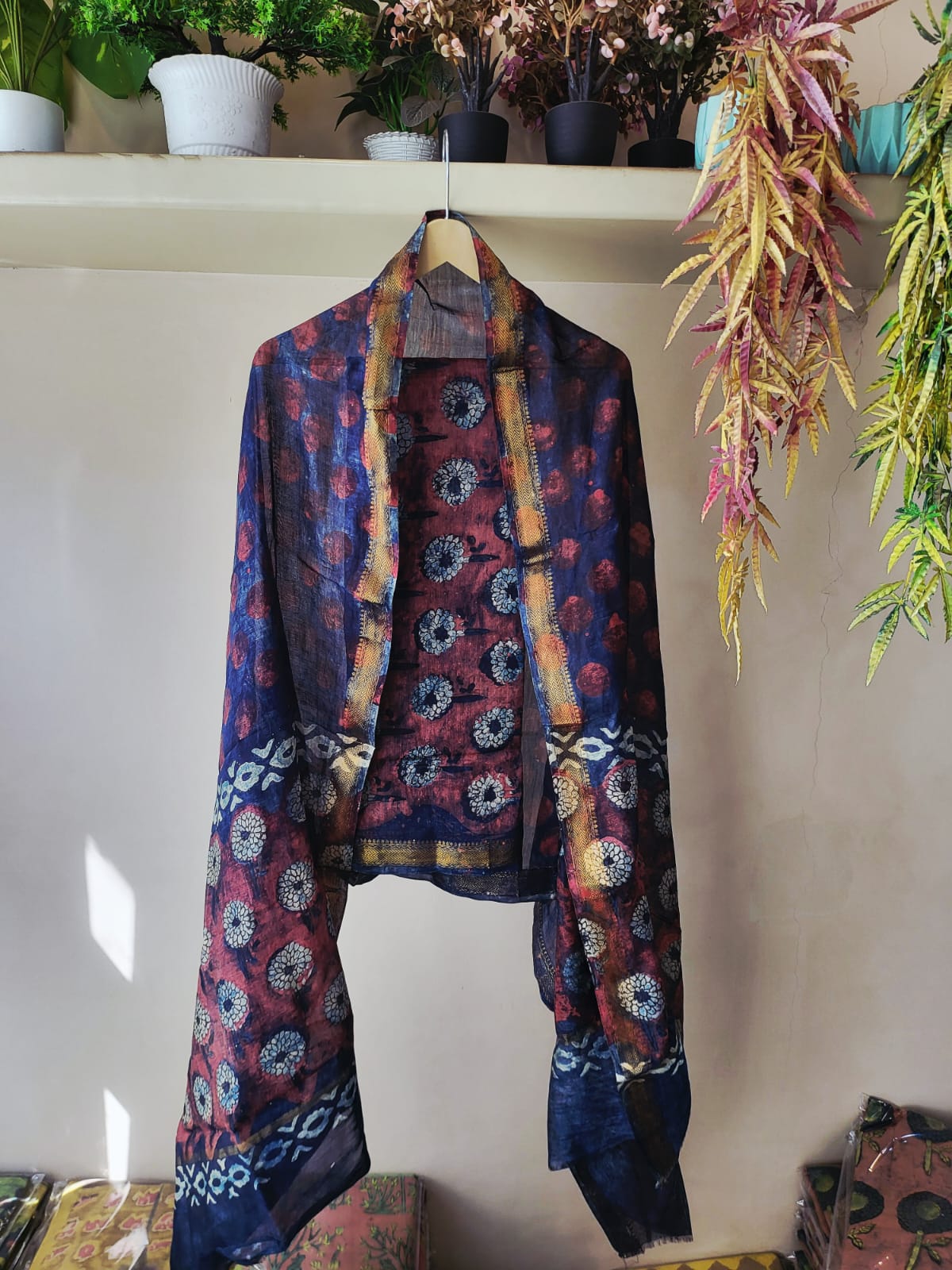 Nashpal Ajrakhs Maheshwari Silk Suit Material