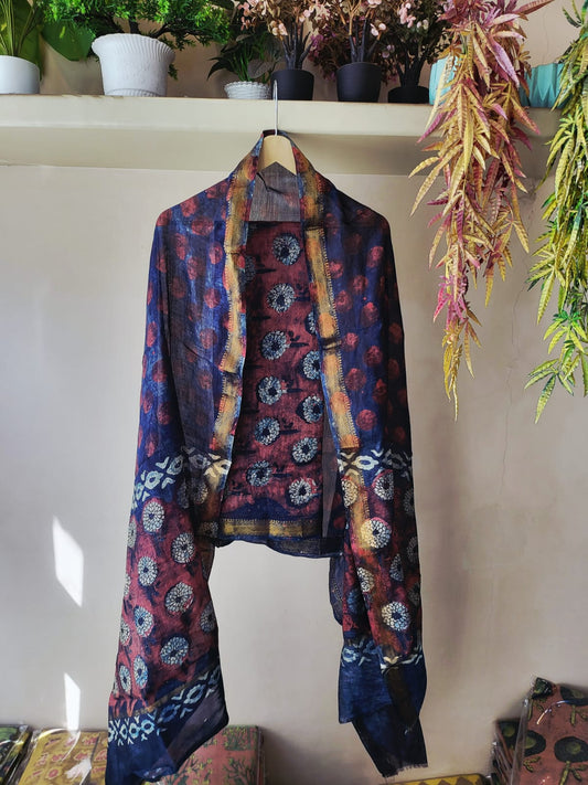 Nashpal Ajrakhs Maheshwari Silk Suit Material