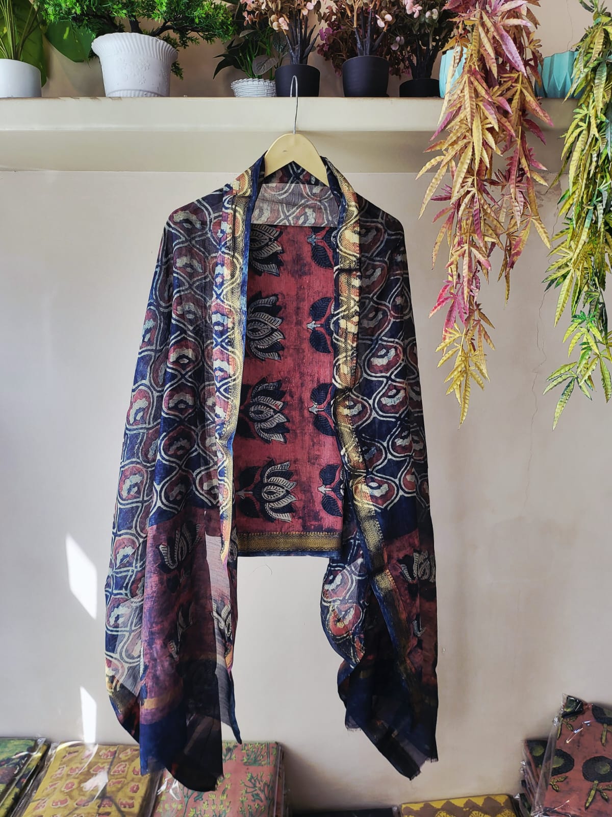 Nashpal Ajrakhs Maheshwari Silk Suit Material