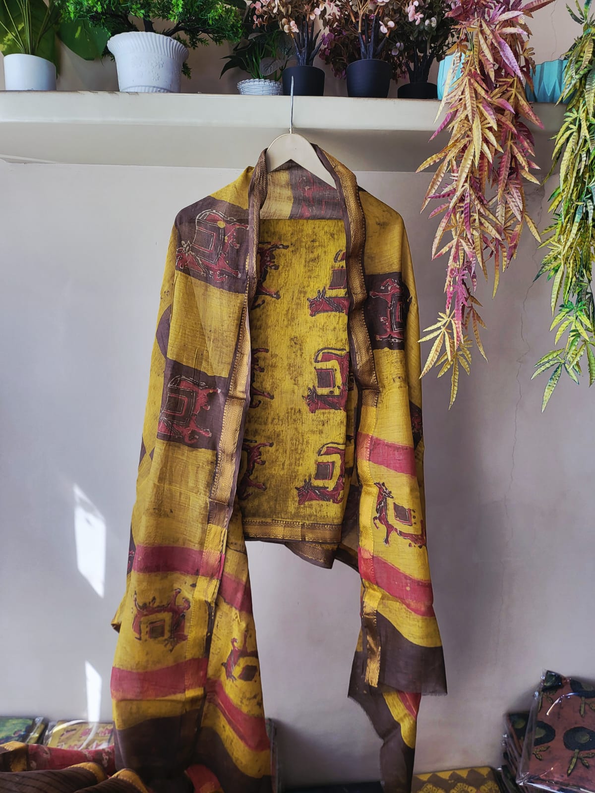 Nashpal Ajrakhs Maheshwari Silk Suit Material
