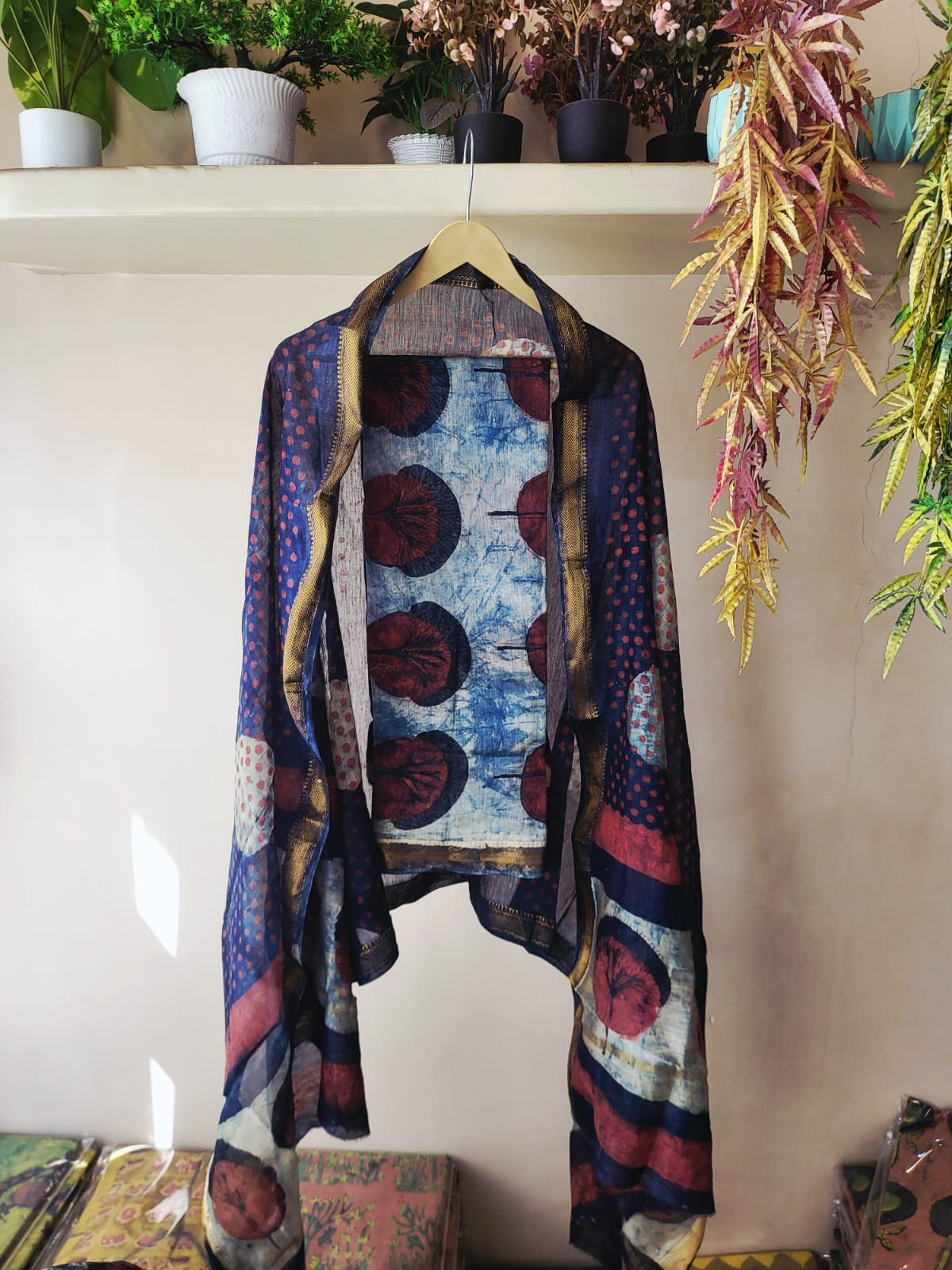 Nashpal Ajrakhs Maheshwari Silk Suit Material