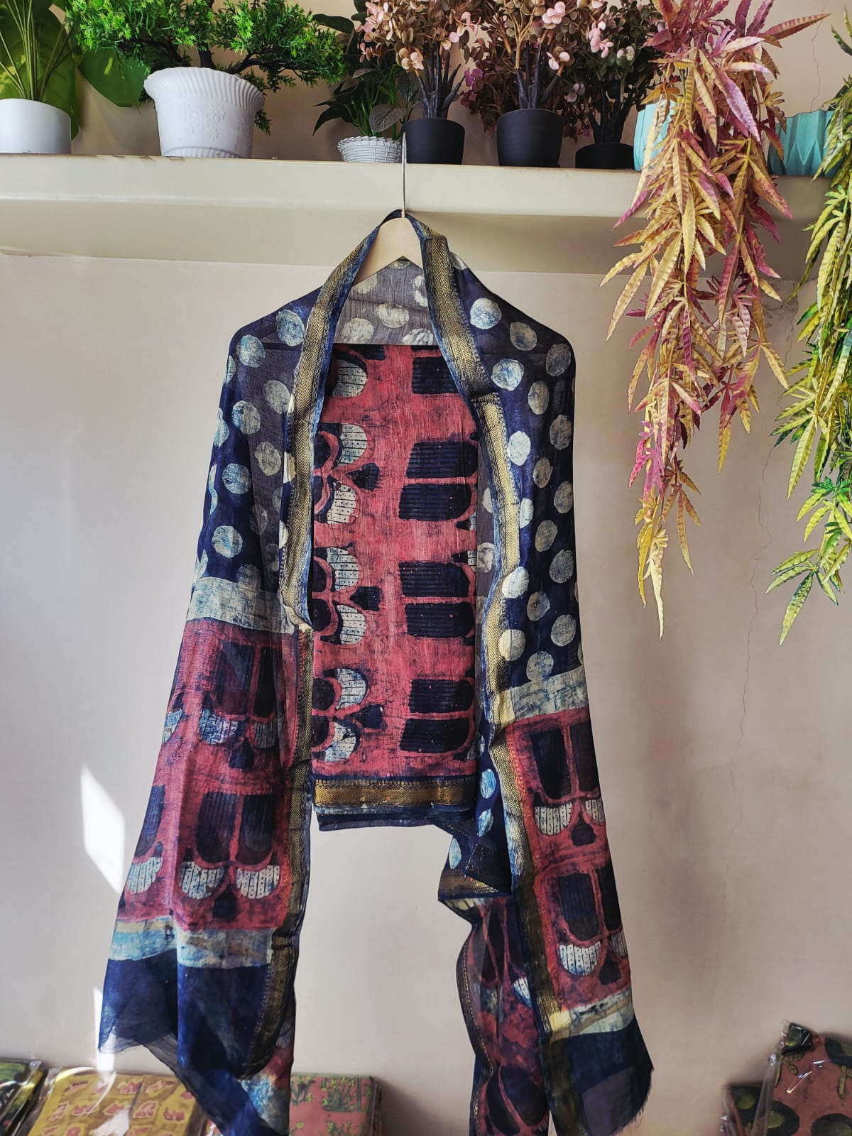 Nashpal Ajrakhs Maheshwari Silk Suit Material