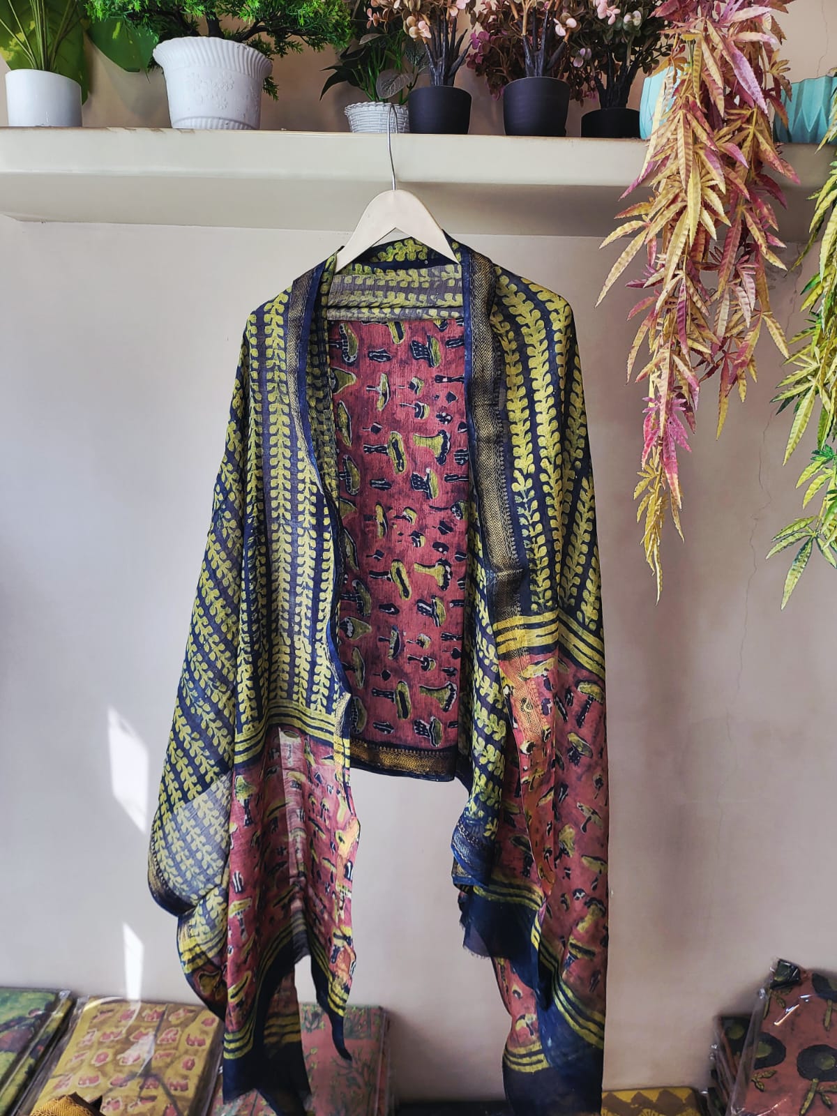 Nashpal Ajrakhs Maheshwari Silk Suit Material