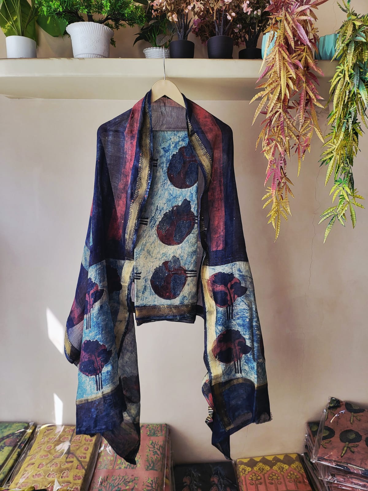 Nashpal Ajrakhs Maheshwari Silk Suit Material