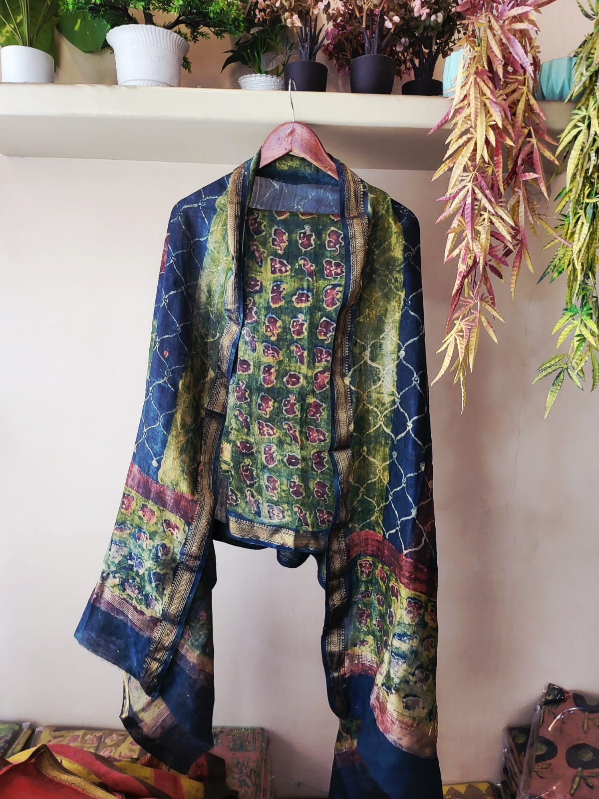 Nashpal Ajrakhs Maheshwari Silk Suit Material