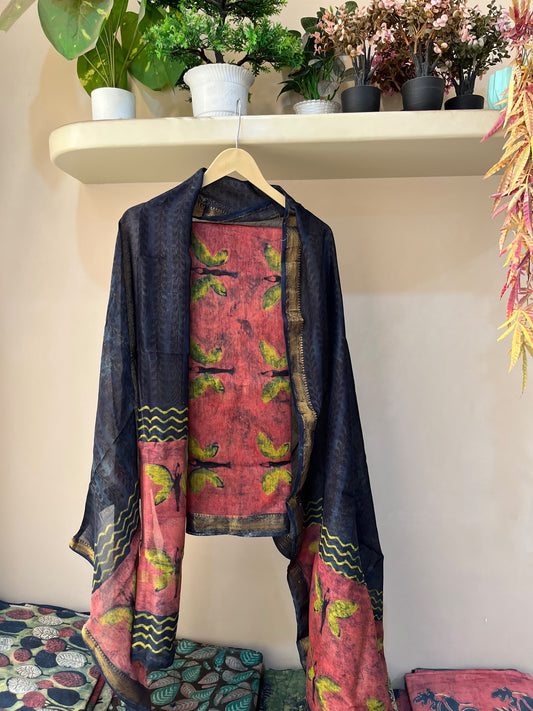 Nashpal Ajrakhs Maheshwari Silk Suit Material