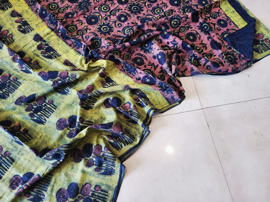 Nashpal dyes Ajrakh Prints Pure Mul Cotton sarees