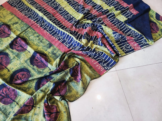 Nashpal dyes Ajrakh Prints Pure Mul Cotton sarees
