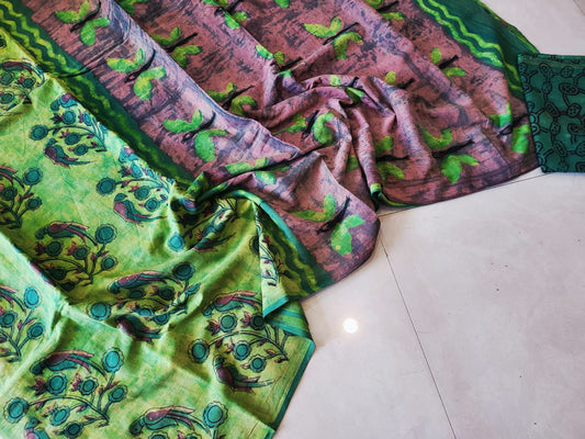 Nashpal dyes Ajrakh Prints Pure Mul Cotton sarees