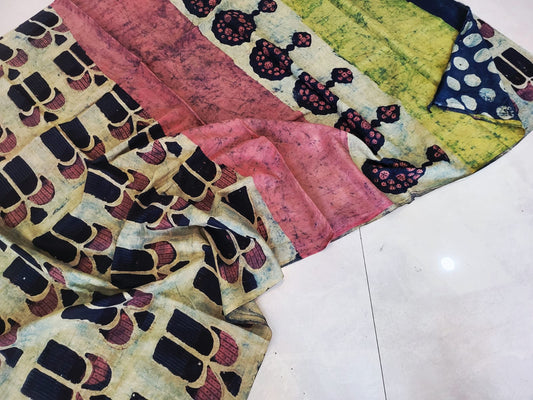 Nashpal dyes Ajrakh Prints Pure Mul Cotton sarees