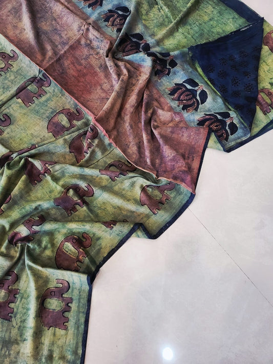 Nashpal dyes Ajrakh Prints Pure Mul Cotton sarees