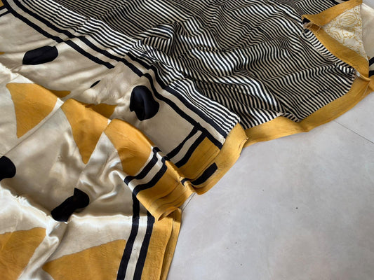 Exclusive Vanaspati Hand Blocks prints Modal Silk Saree