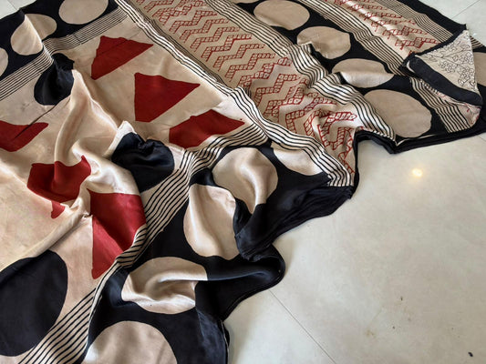 Exclusive Vanaspati Hand Blocks prints Modal Silk Saree