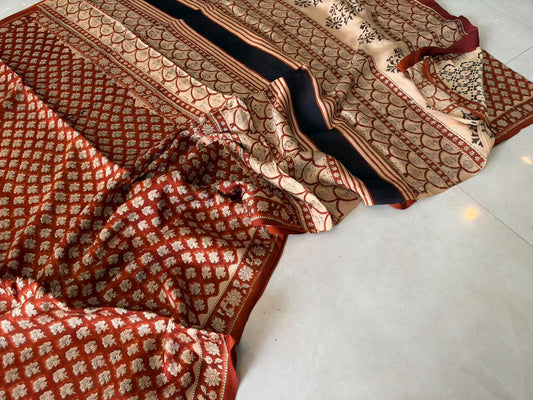 Exclusive Vanaspati Hand Blocks prints Modal Silk Saree