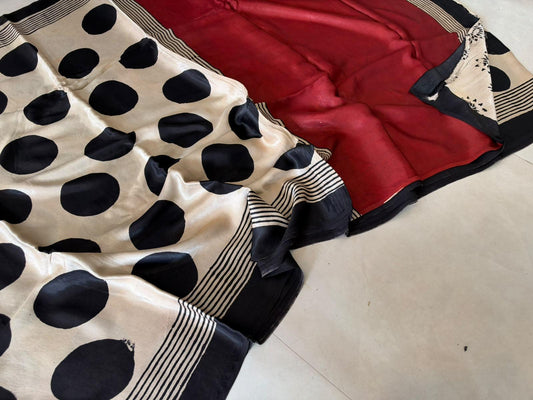 Exclusive Vanaspati Hand Blocks prints Modal Silk Saree