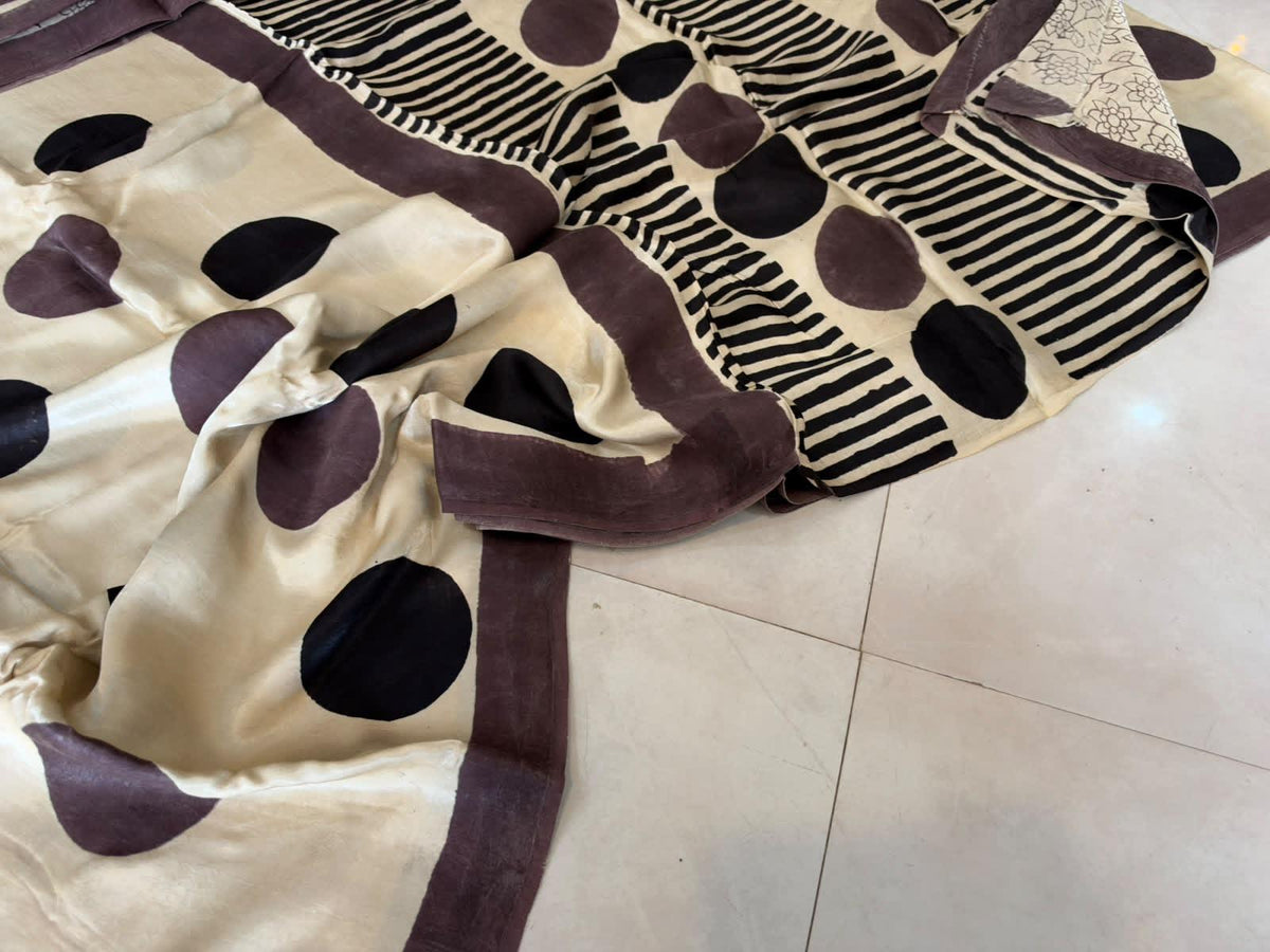Exclusive Vanaspati Hand Blocks prints Modal Silk Saree