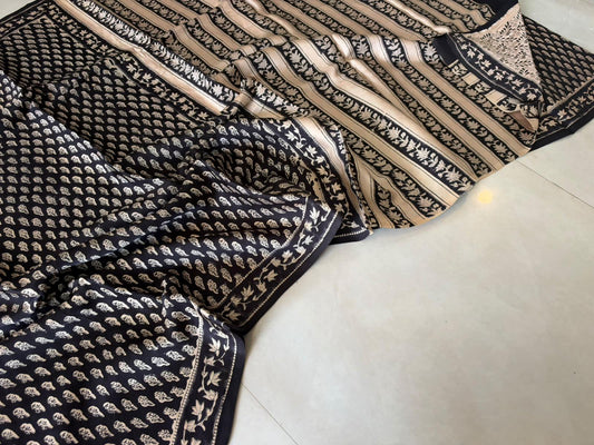 Exclusive Vanaspati Hand Blocks prints Modal Silk Saree